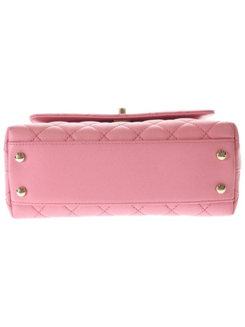Chanel Quilted Coco Handle 24 2-Way Shoulder Bag Chain Pink Caviar Leather Gold